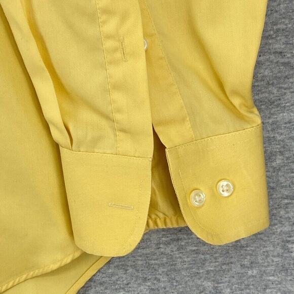 IZOD Shirt Mens 17.5 Yellow Button Up Long Sleeve Cotton Twill Casual Workwear - Picture 5 of 12